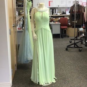 Pearl encrusted formal gown.